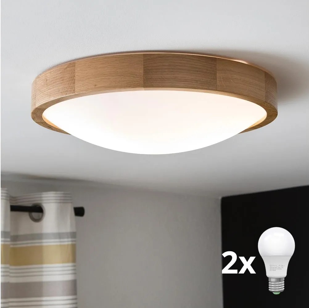 Brilagi - CARVALHO SLIM LED mennyezeti lámpa 2xE27/15W/230V, tölgy, Ø 37 cm