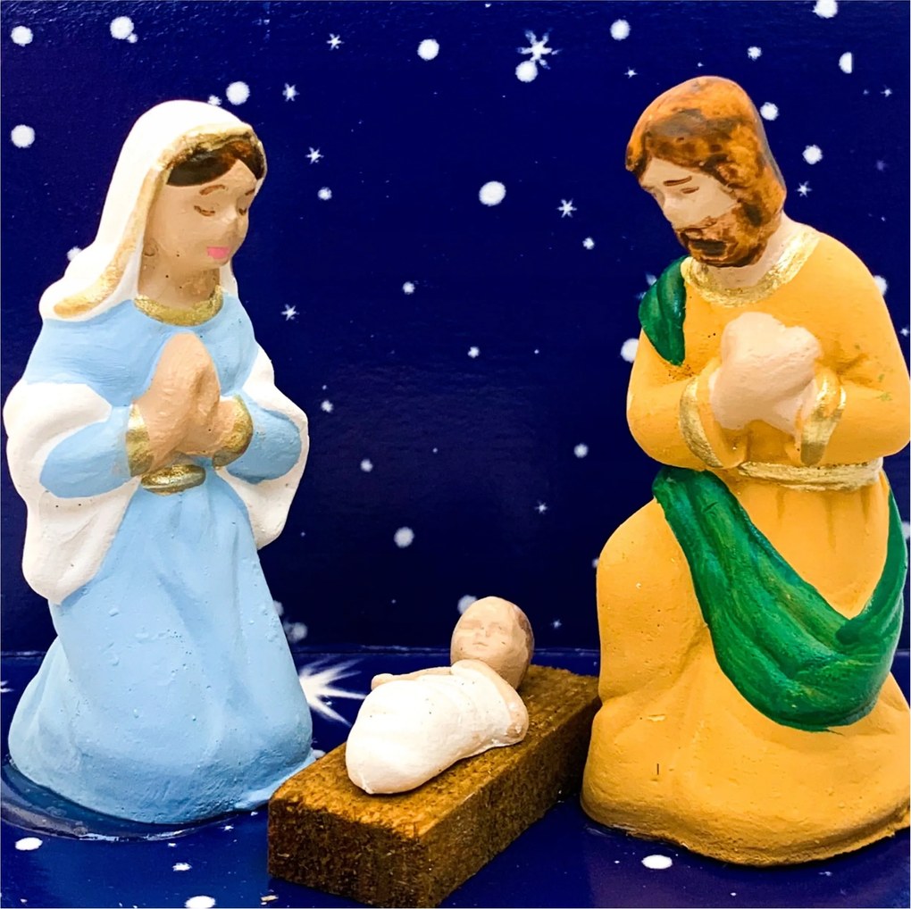 Gipsz Betlehem figurák szent család József Mária Jézuska Jézus Betlehem