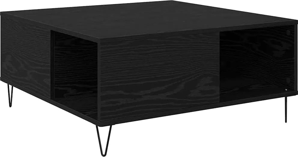 vidaXL Dohányzóasztal Fekete tölgy 80 x 80 x 36,5 cm Faanyag