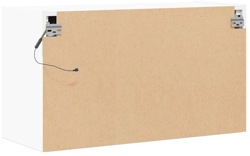 fehér falra szerelhető TV-szekrény LED-lámpákkal 80x31x45 cm