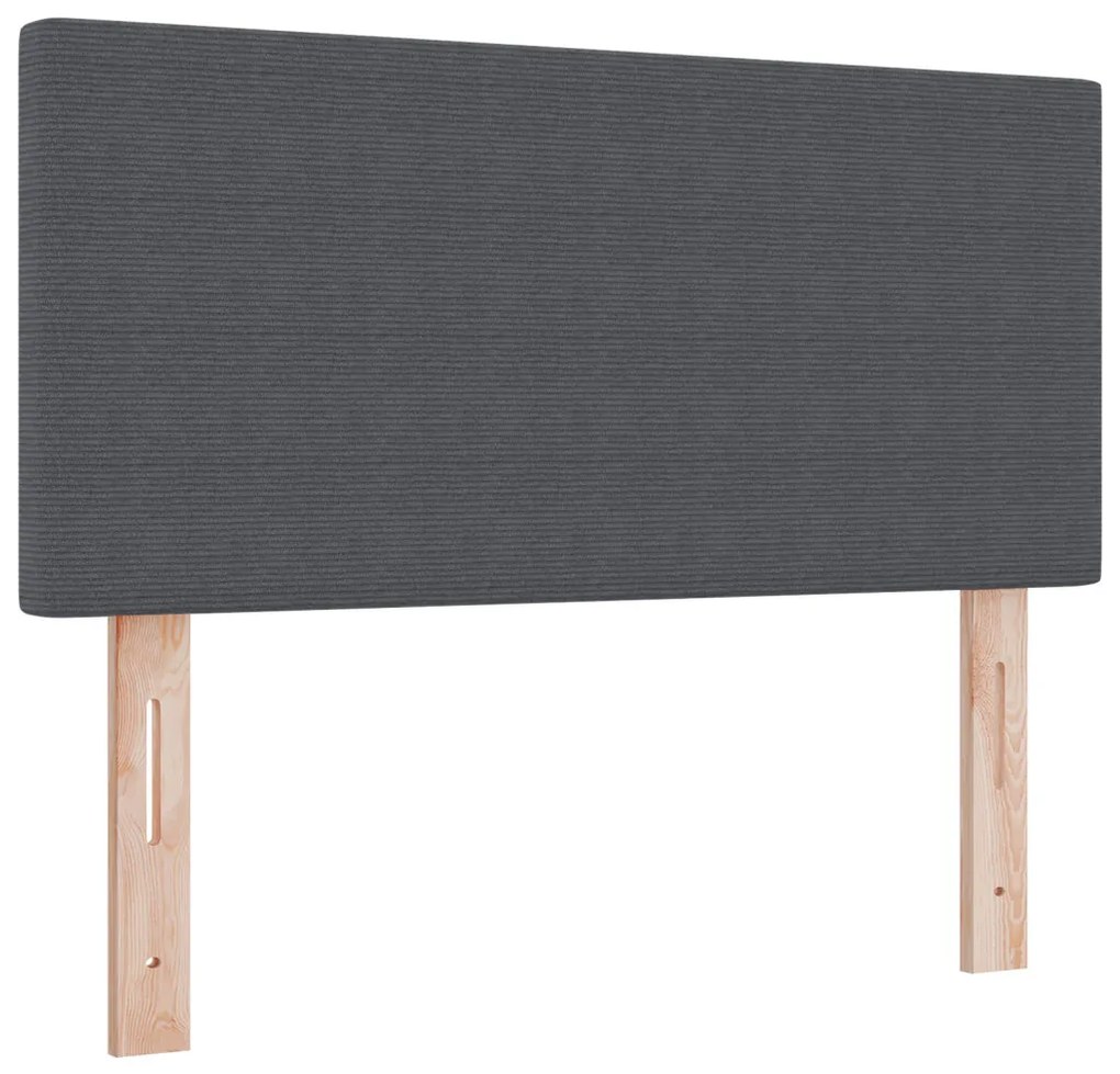 Boxspringágy matraccal és LED világítással Sötétszürke 90x200 cm Bársonyos anyag
