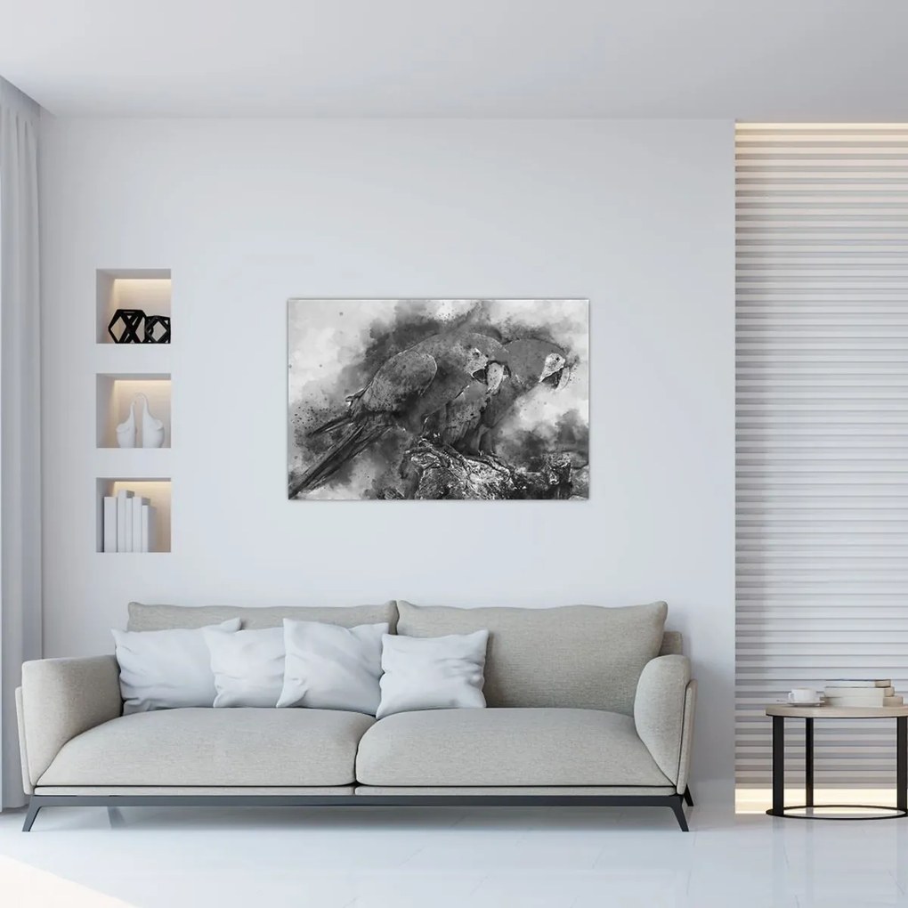 Kép - Akvarell papagájok (90x60 cm)