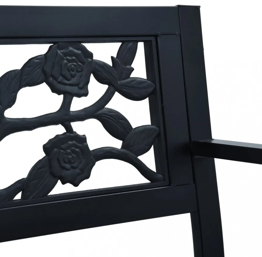 Fekete acél kerti pad 125 cm