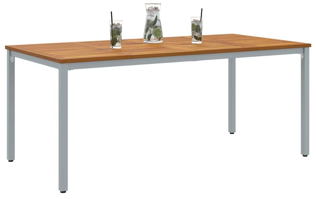 Kerti asztal 180x90x75 cm Tömör akácfa és fém