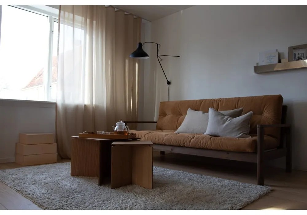 Bézs len kinyitható kanapé 205 cm Knob – Karup Design