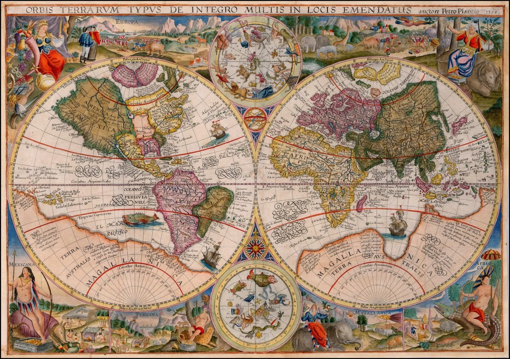 Lapos föld Világtérkép Orbis terrarum Petrus Plancius 1592méret 120x90cm