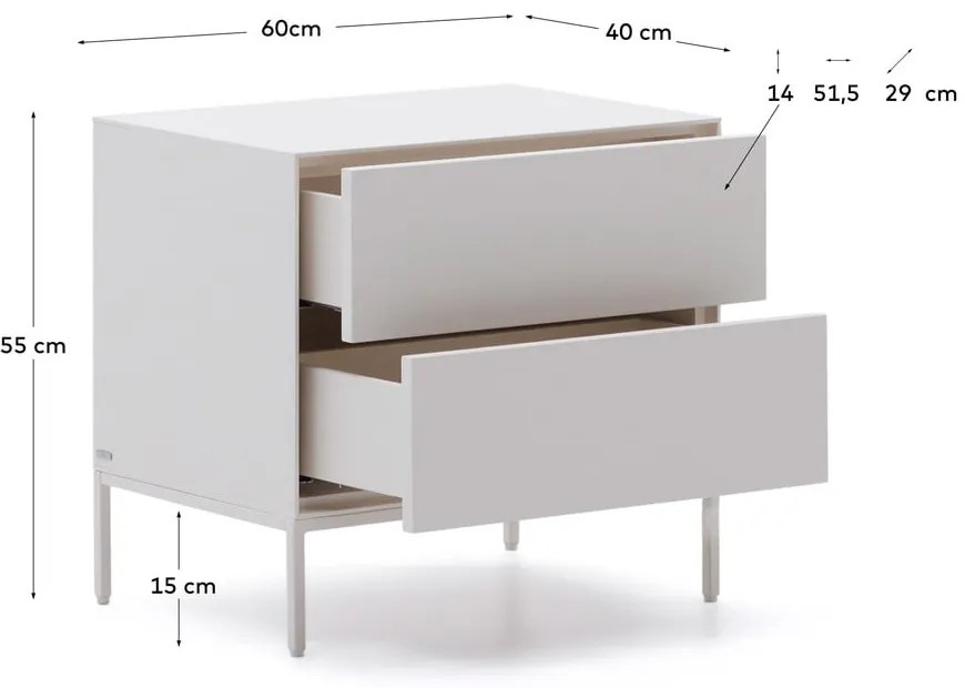 Fehér éjjeliszekrény Vedrana – Kave Home