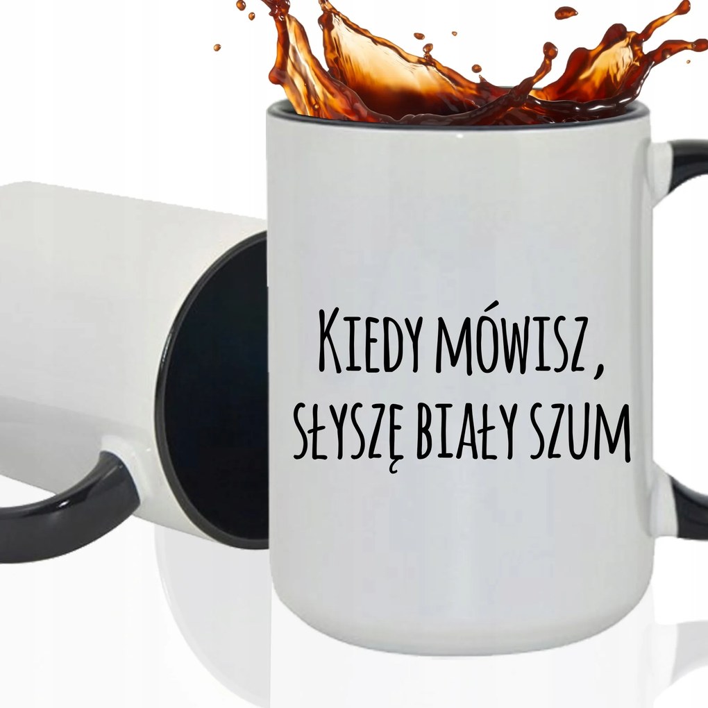 Bögre Fehér XXL Beltér Fekete Kerámia Vicces Kütyü Hallom A Fehér Zajt