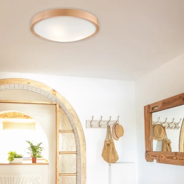 Ceiling Light OAK SLIM 3×E27/60W/230V Oak ø 47 cm