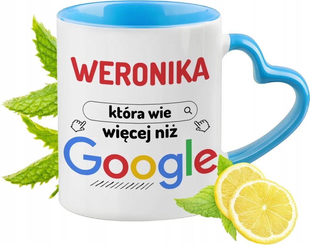 Veronika Kék Bögre Szív Alakú Füllel Kávé Ajándék