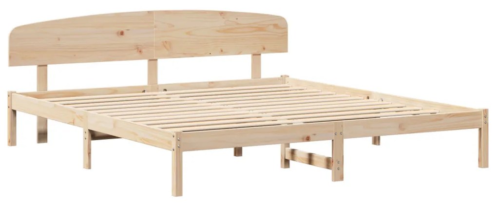 vidaXL Ágykeret fejtámlával Természetes 180 x 200 cm Tömör fenyőfa