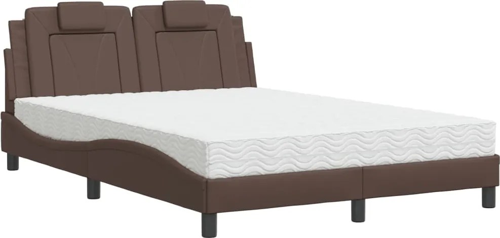 vidaXL barna műbőr ágy Viana matraccal 140 x 190 cm