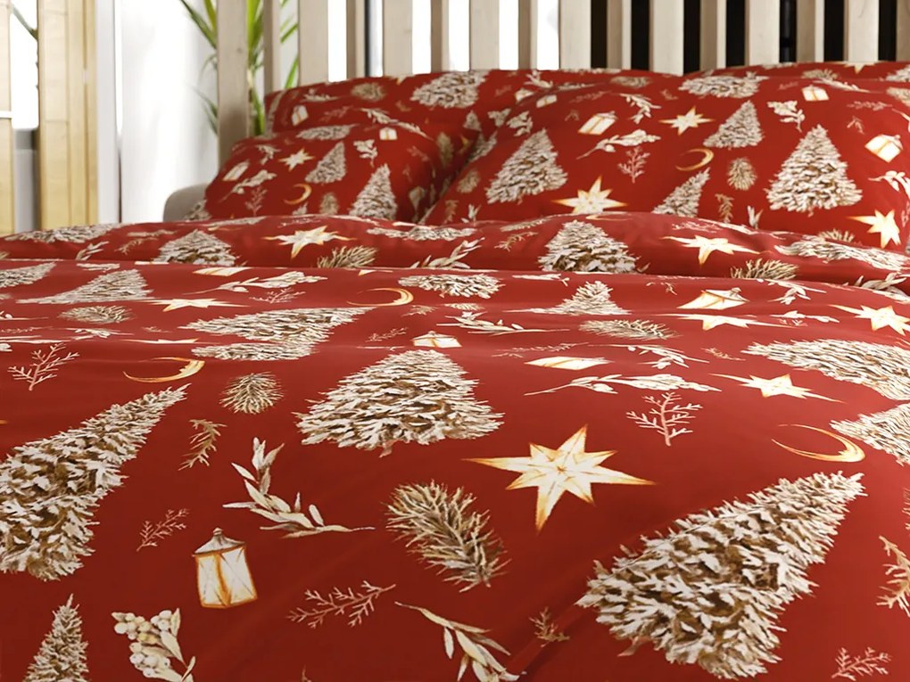 Mikroszálas ágyneműhuzat GOLD CHRISTMAS piros Ágyneműhuzat mérete: 2 db 70 x 90 cm | 200 x 220 cm