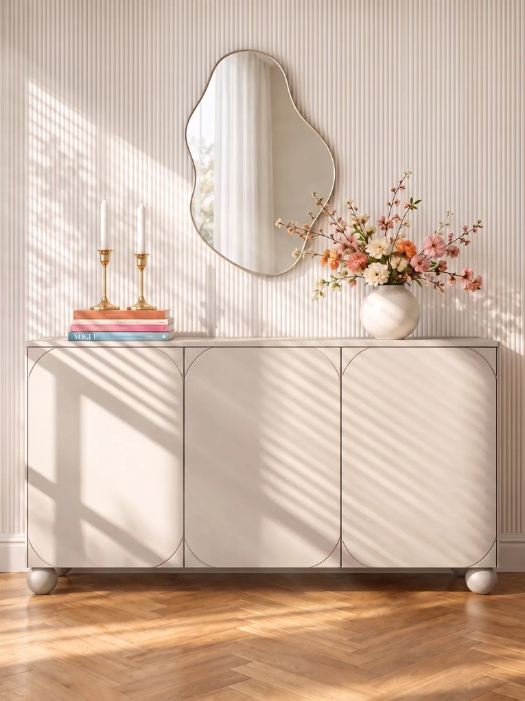 Sonatia II háromajtós komód 150 cm - kasmír / gömb alakú lábak