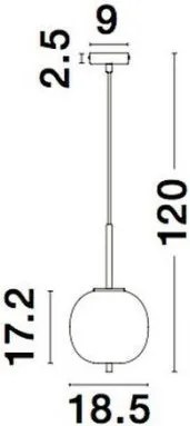 NOVA LUCE 9624074 LATO Egyágú Függesztett Lámpa Üveg E27 IP20