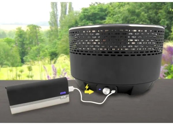 Asztali faszenes grillsütő 4xAA/USB fekete