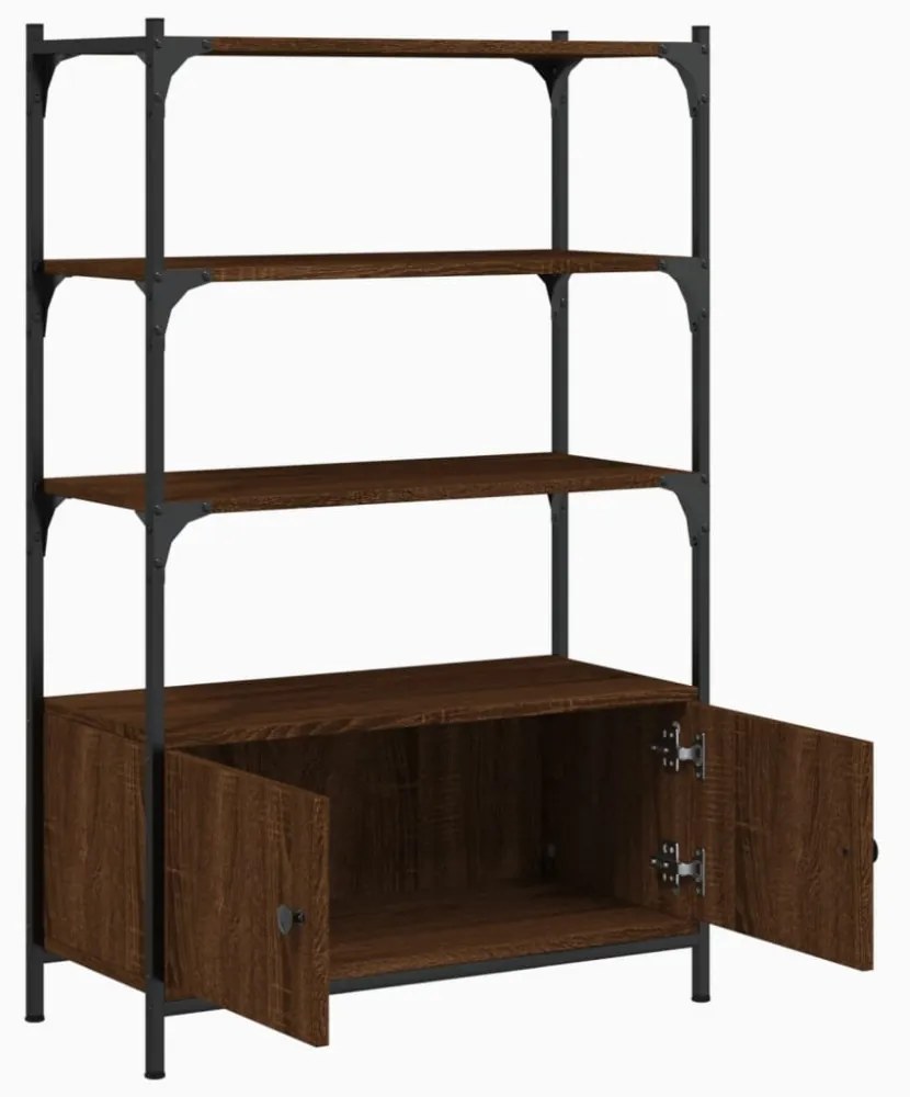 3 szintes barna tölgy szerelt fa könyvespolc 70 x 30 x 109,5 cm