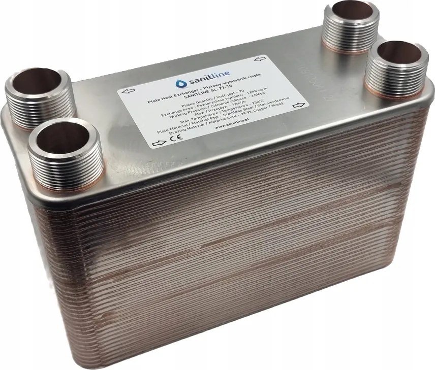 Hőcserélő Sanitline 70 Lemezes Teljesítmény 150kW Csatlakozás 4x 5/4"