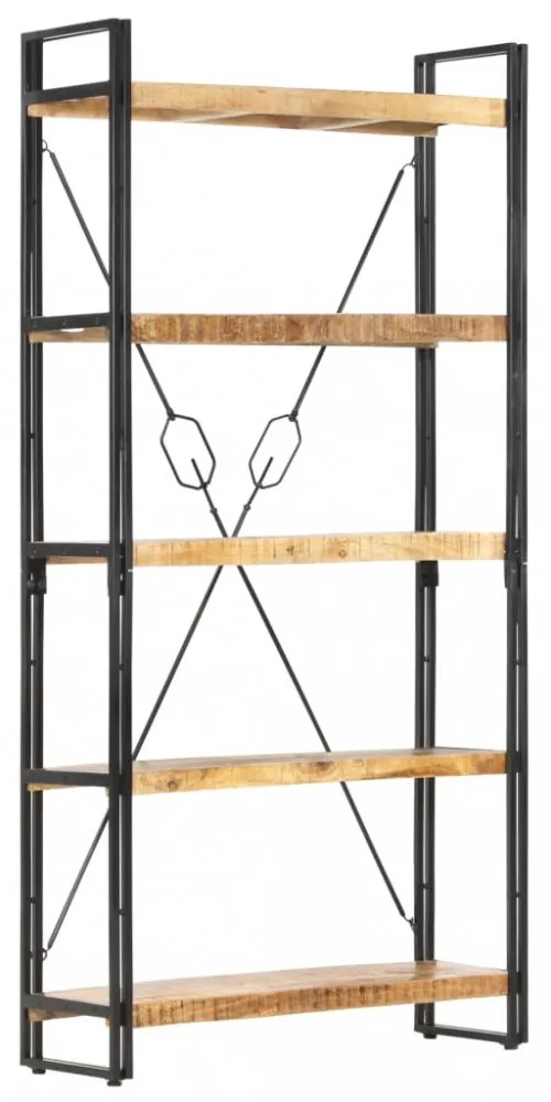 5-szintes tömör mangófa könyvespolc 90 x 30 x 180 cm