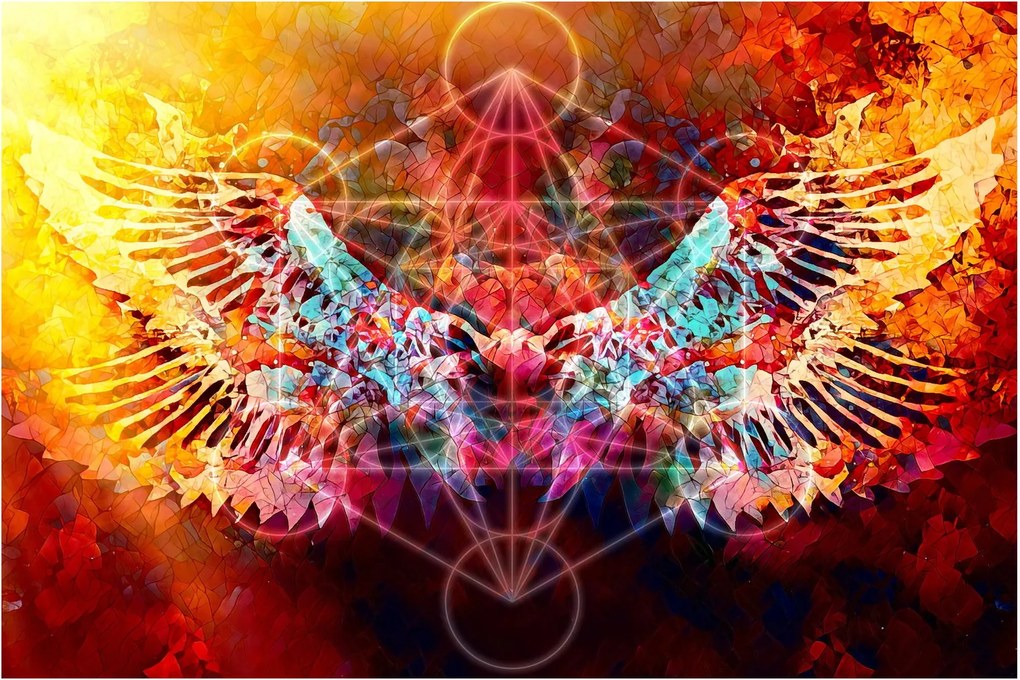 Kép - Merkaba szárnyakkal, absztrakció (90x60 cm)