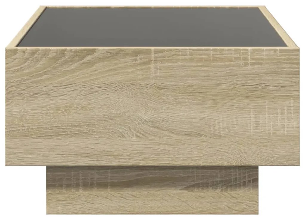 sonoma tölgy szerelt fa dohányzóasztal LED-del 70 x 50 x 30 cm