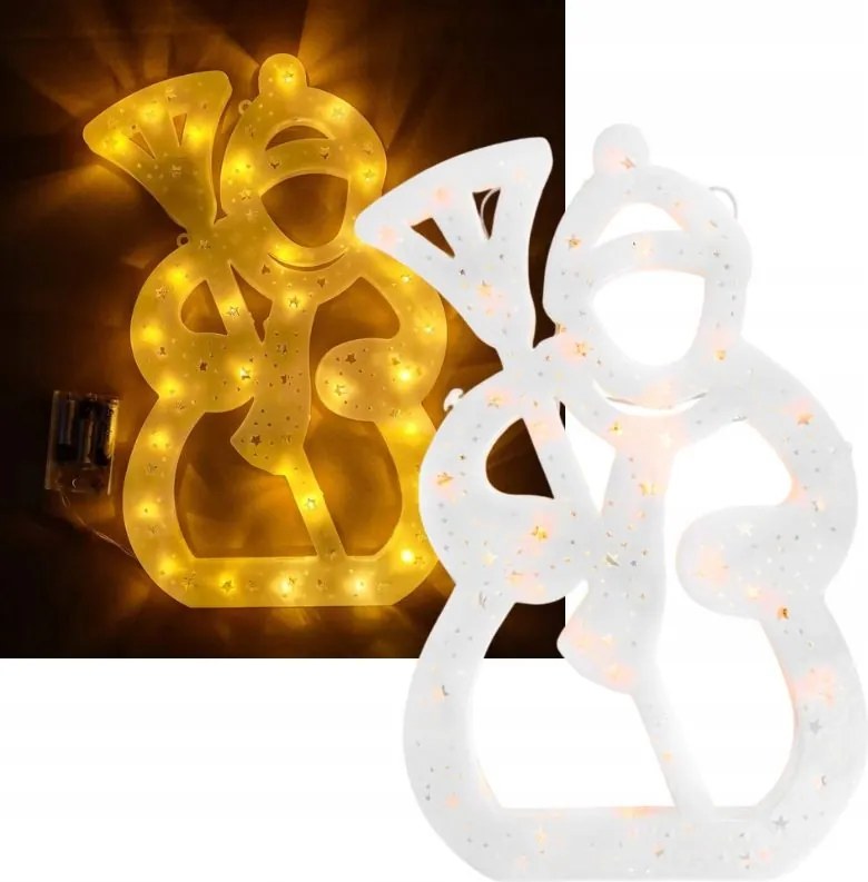 Elemes Led Dekoráció Hóember Világító Ablak Lámpa Fehér Meleg 42CM