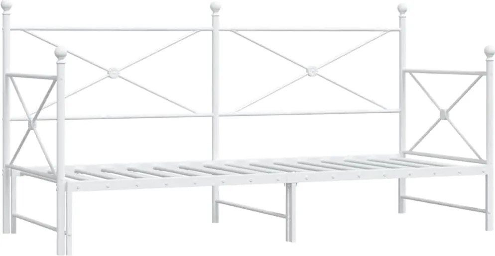 vidaXL Daybed with Trundle without Mattress White 80x200 cm acél
