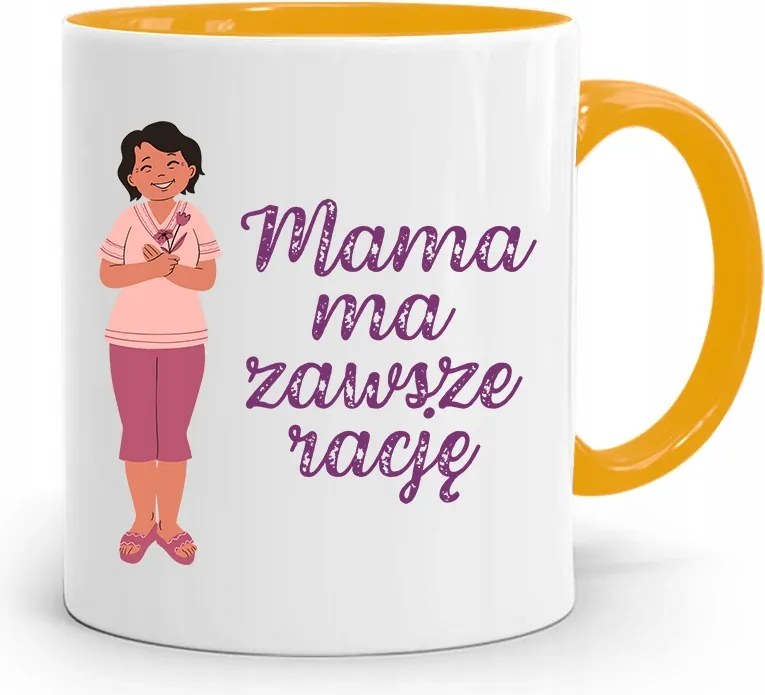 Sárga Bögre Ajándék Anyának Mindig Igaza Van A fényképes nyomtatással