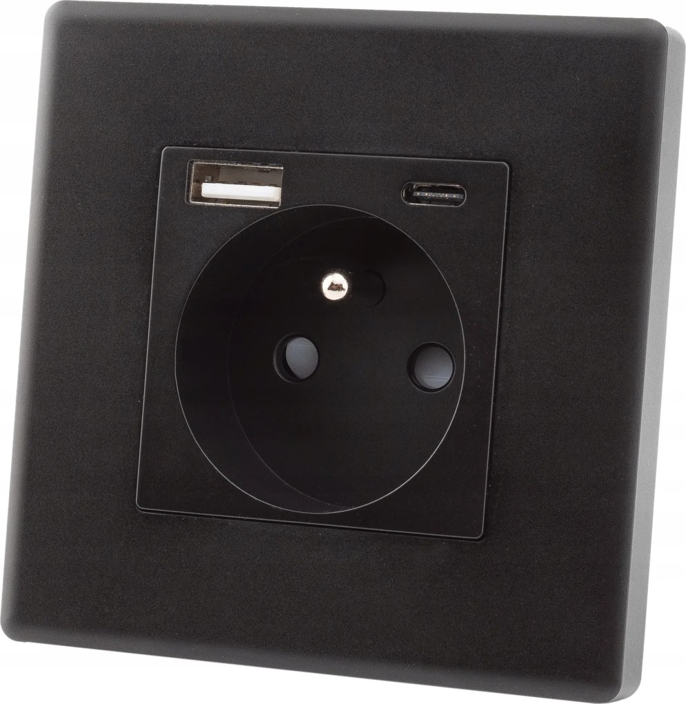 Aljzat fekete 2x Usb töltő A+c típus Miuun Leo kerettel