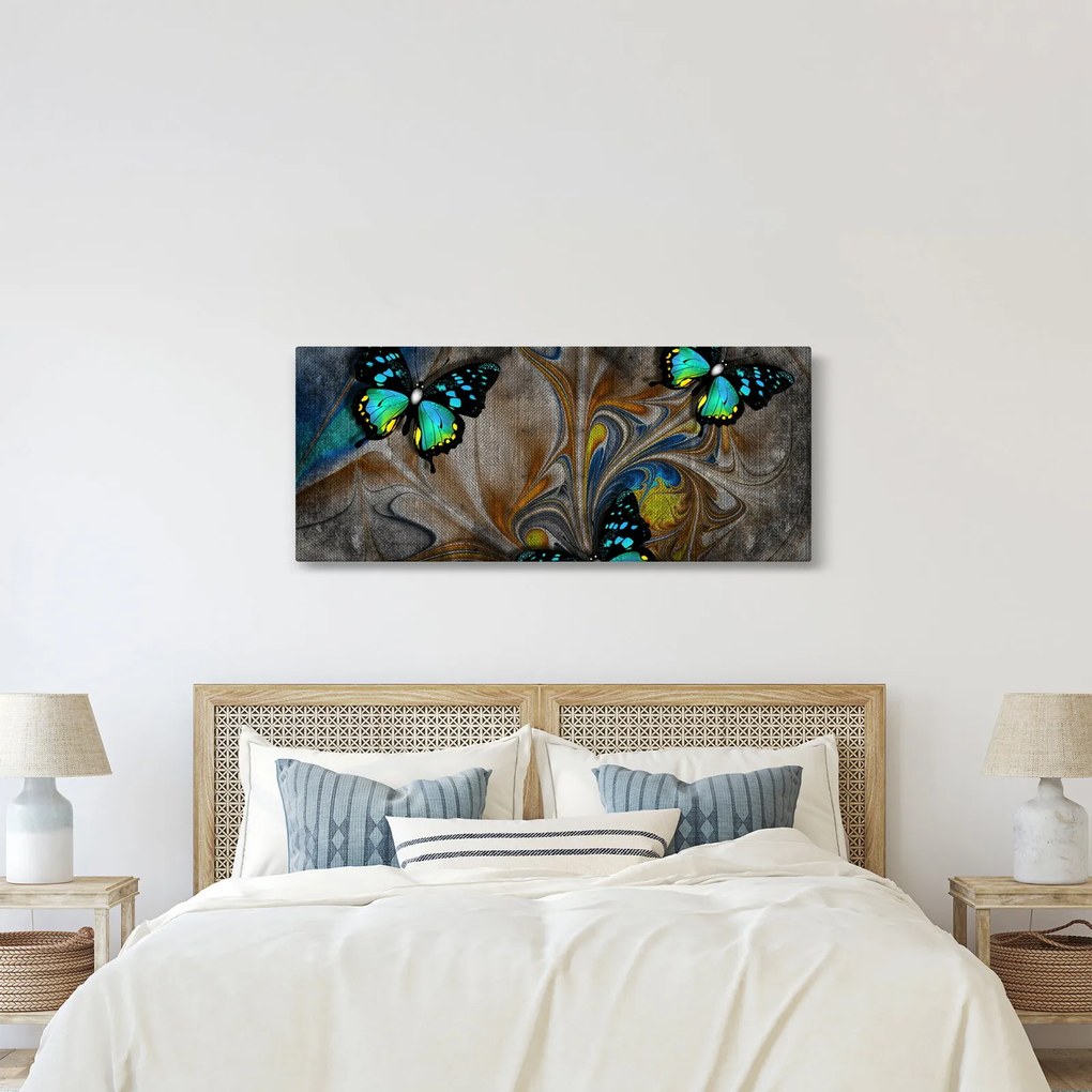 Kép - fényes pillangók képben (120x50 cm)