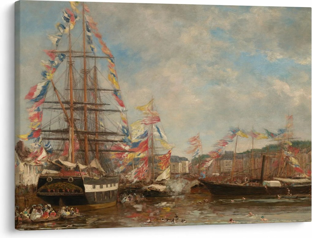Kép - Eugène Boudin, Festival in the Harbor of Honfleur, reprodukciók (70x50 cm)