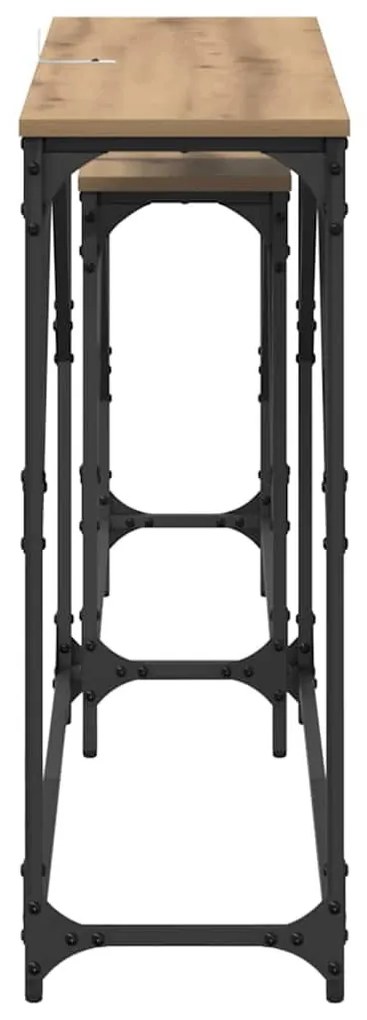 vidaXL Konzolasztal 2 pcs Artisan tölgy 100 x 28 x 75 cm Faanyag