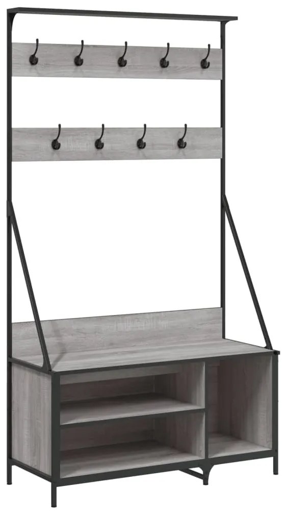 szürke sonoma ruhafogas cipőpolccal 100x41x184 cm