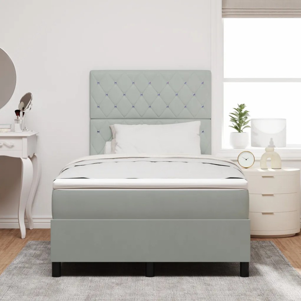 Boxspring Ágy Matrac Sötétszürke Kis Dupla Bársony