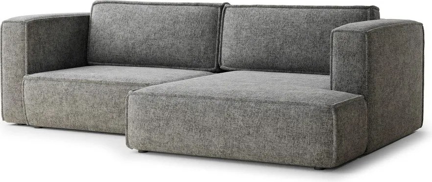 Szürke zsenília kinyitható-tárolóhelyes sarokkanapé (jobb oldali-heverő résszel) Velto – Maison de Rêve