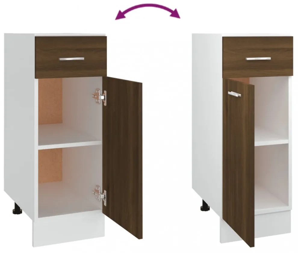 “Lyon” barna tölgy színű szerelt fa fiókos alsószekrény