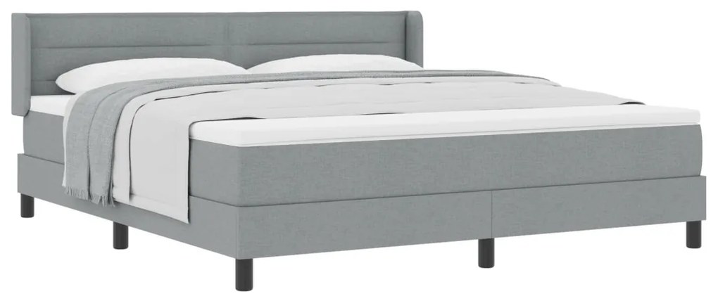 Boxspring Ágy Matraccal, Világosszürke, 180 x 200 cm, Szövet