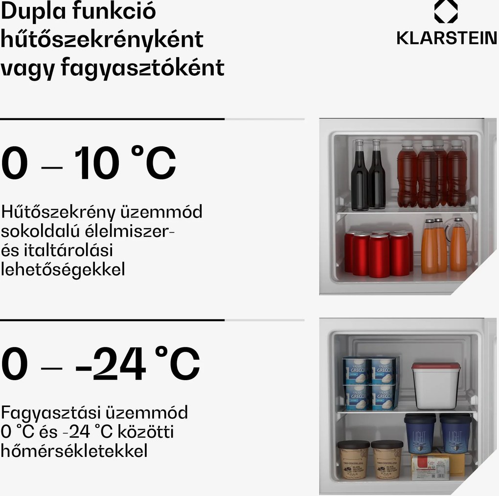 Klarstein Irene Retro hűtőszekrény és fagyasztó, 31 literes, fagyasztó és hűtőszekrény egyben, gazdaságos