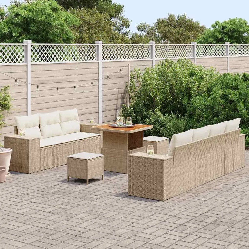 Kerti Kanapé Szett 10 pcs Beige és krém 80 x 80 x 71 cm