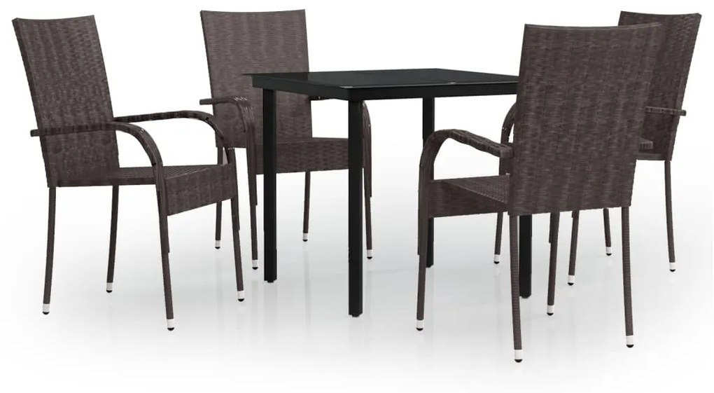 vidaXL 5 részes barna-fekete kerti étkezőgarnitúra