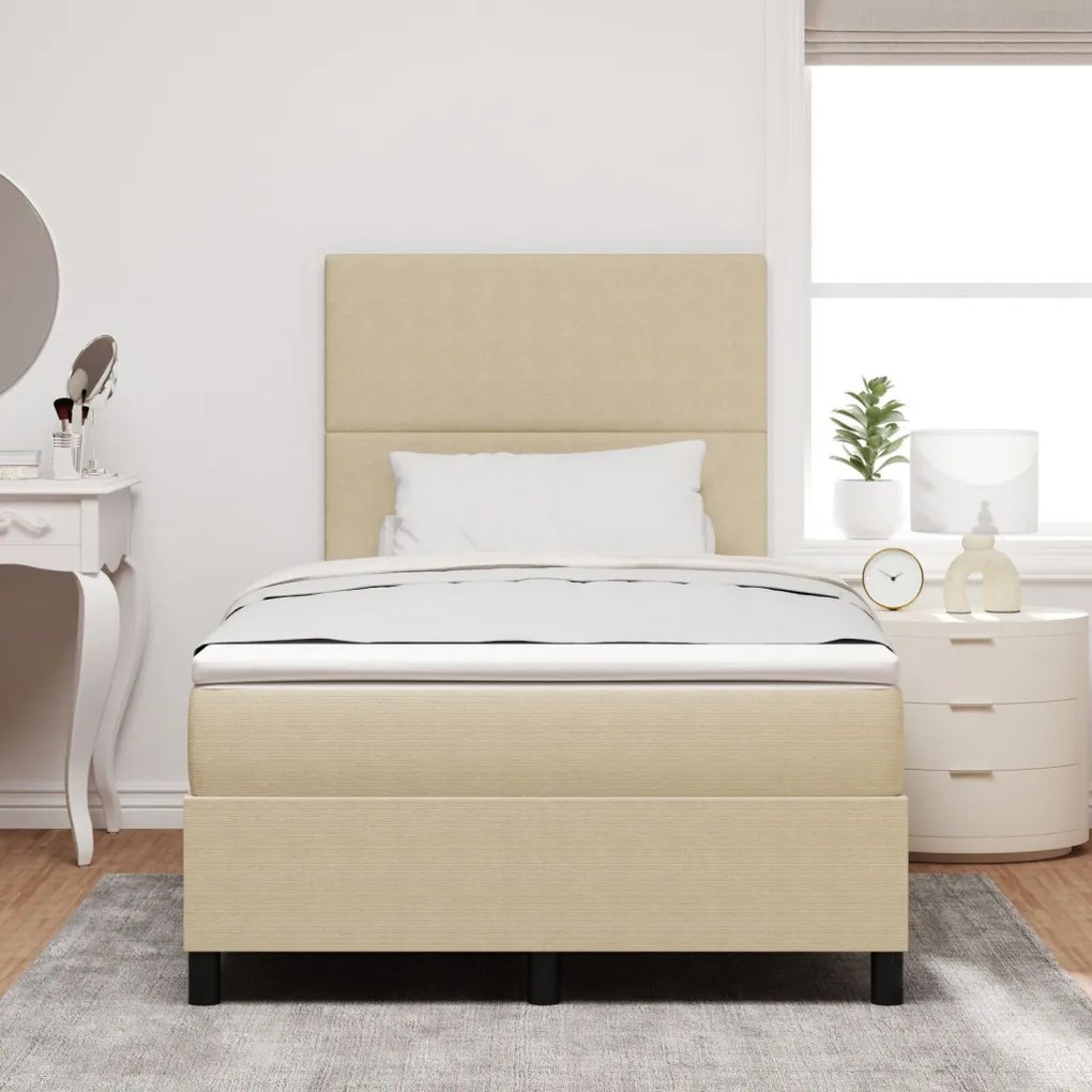 Box Spring Ágy matraccal, Világos Zöld Szürke, 120x200 cm, Vászon Anyag