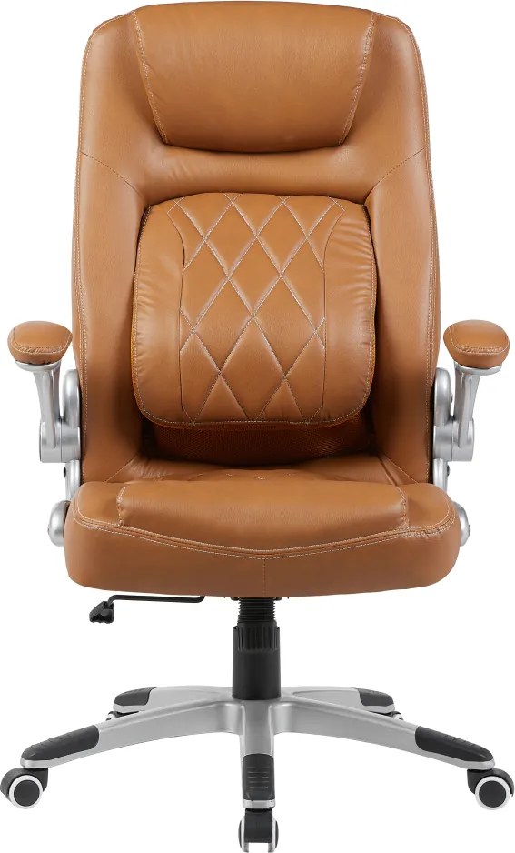 Irodai szék, barna ekobőr/ezüst, teherbírás 150 kg, GREKO