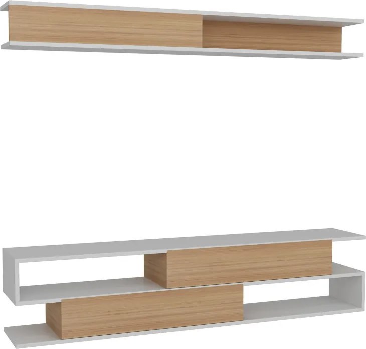 Sims TV-állvány, fehér-teak, 176 cm