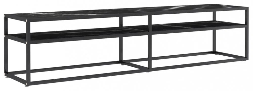 fekete márvány színű edzett üveg TV-szekrény 180 x 40 x 40,5 cm