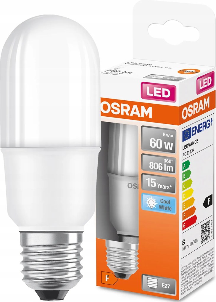 Led izzó E27 8W 60W 806lm 4000K 200° Osram