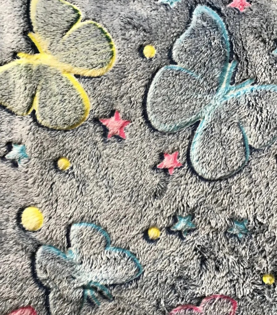 Mikroszálas világító takaró 150x200 Színes pillangók