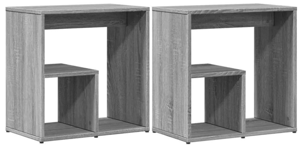 2 db szürke sonoma színű szerelt fa kisasztal 50x30x50 cm