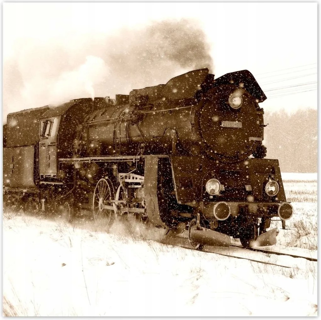 Poszterek 100x100 Gőzmozdony Ol4959 a hóviharban