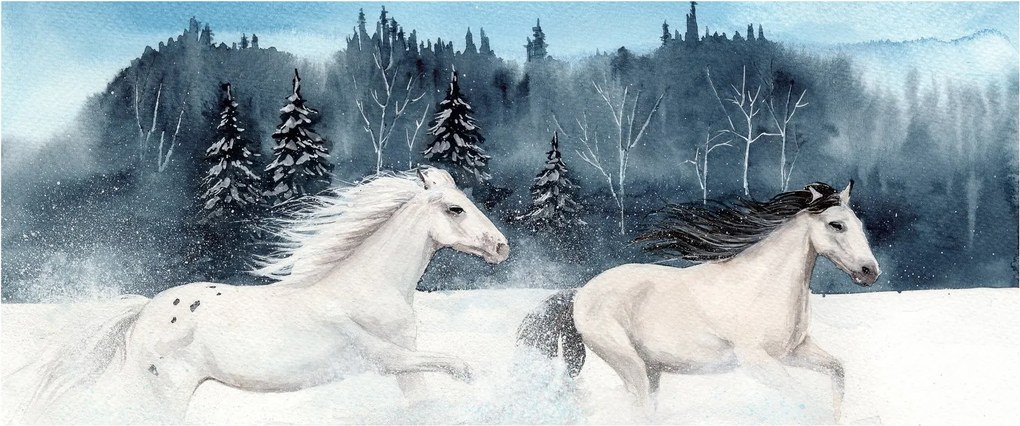 Festett lovak képe (120x50 cm)
