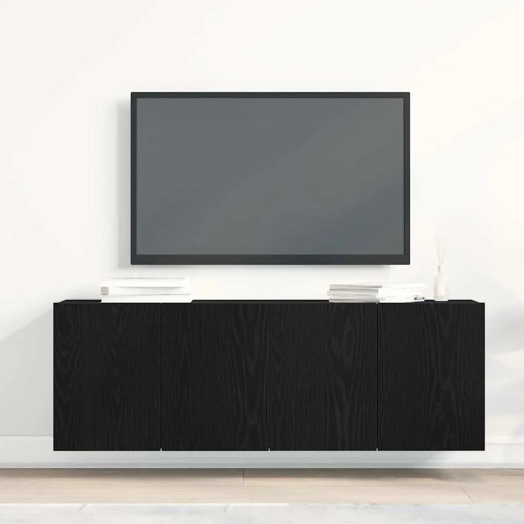 2 db fekete tölgyfa TV-szekrény 120 x 30 x 41 cm